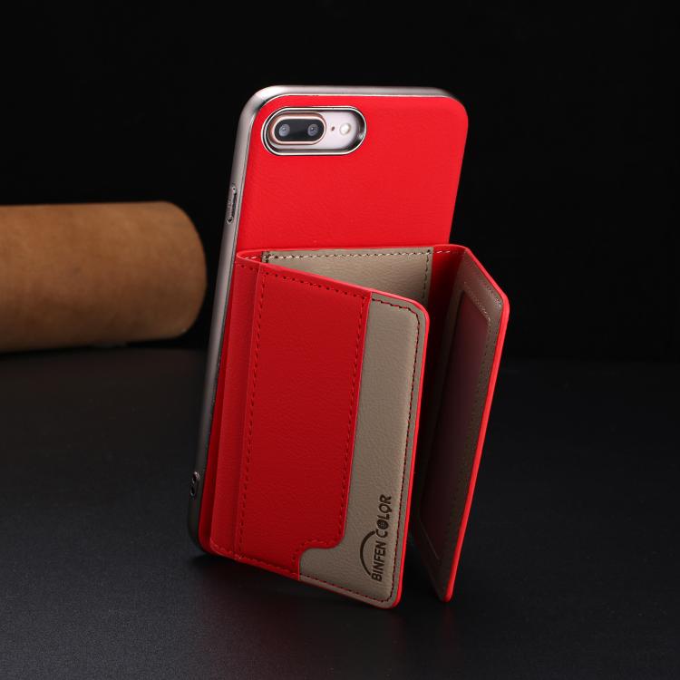 For iPhone 8 Plus / 7 Plus Colour Matching Horizontal Magnetic Card Bag RFID MagSafe Phone Case