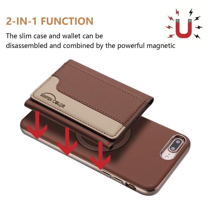For iPhone 8 Plus / 7 Plus Colour Matching Horizontal Magnetic Card Bag RFID MagSafe Phone Case