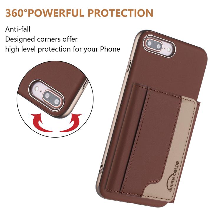 For iPhone 8 Plus / 7 Plus Colour Matching Horizontal Magnetic Card Bag RFID MagSafe Phone Case
