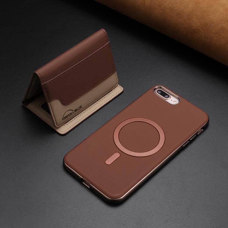 For iPhone 8 Plus / 7 Plus Colour Matching Horizontal Magnetic Card Bag RFID MagSafe Phone Case