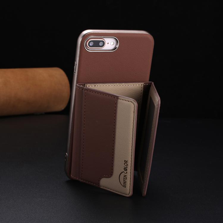 For iPhone 8 Plus / 7 Plus Colour Matching Horizontal Magnetic Card Bag RFID MagSafe Phone Case