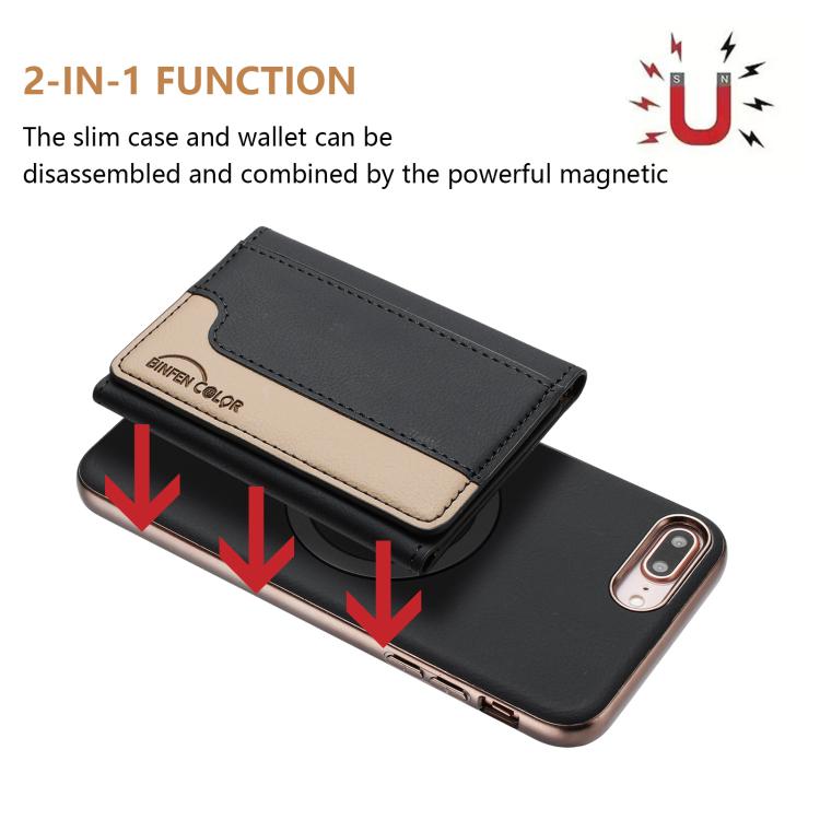 For iPhone 8 Plus / 7 Plus Colour Matching Horizontal Magnetic Card Bag RFID MagSafe Phone Case