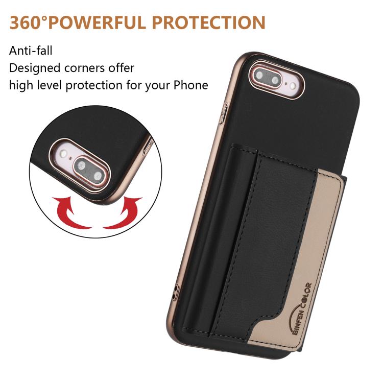 For iPhone 8 Plus / 7 Plus Colour Matching Horizontal Magnetic Card Bag RFID MagSafe Phone Case