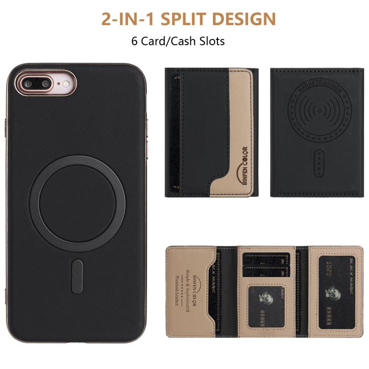 For iPhone 8 Plus / 7 Plus Colour Matching Horizontal Magnetic Card Bag RFID MagSafe Phone Case