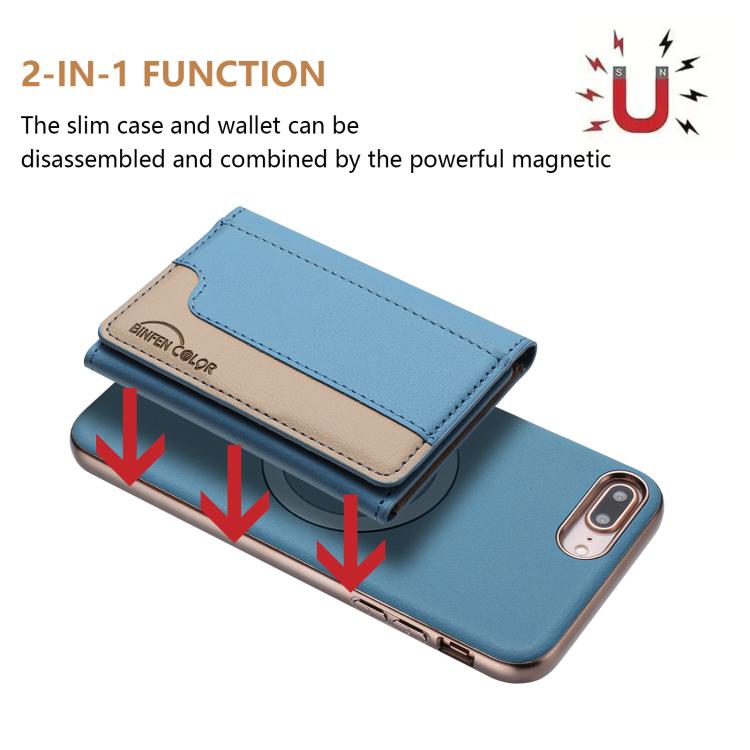 For iPhone 8 Plus / 7 Plus Colour Matching Horizontal Magnetic Card Bag RFID MagSafe Phone Case