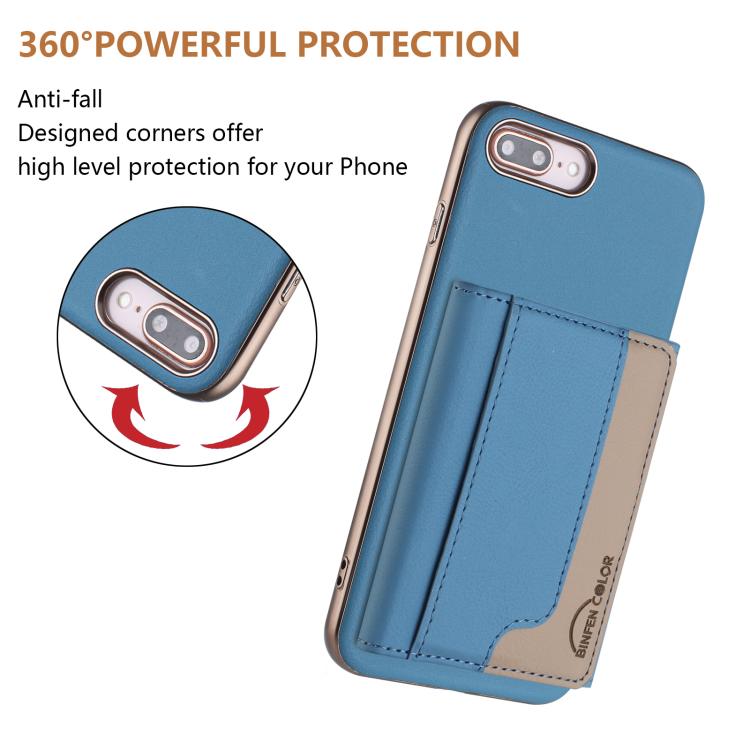 For iPhone 8 Plus / 7 Plus Colour Matching Horizontal Magnetic Card Bag RFID MagSafe Phone Case