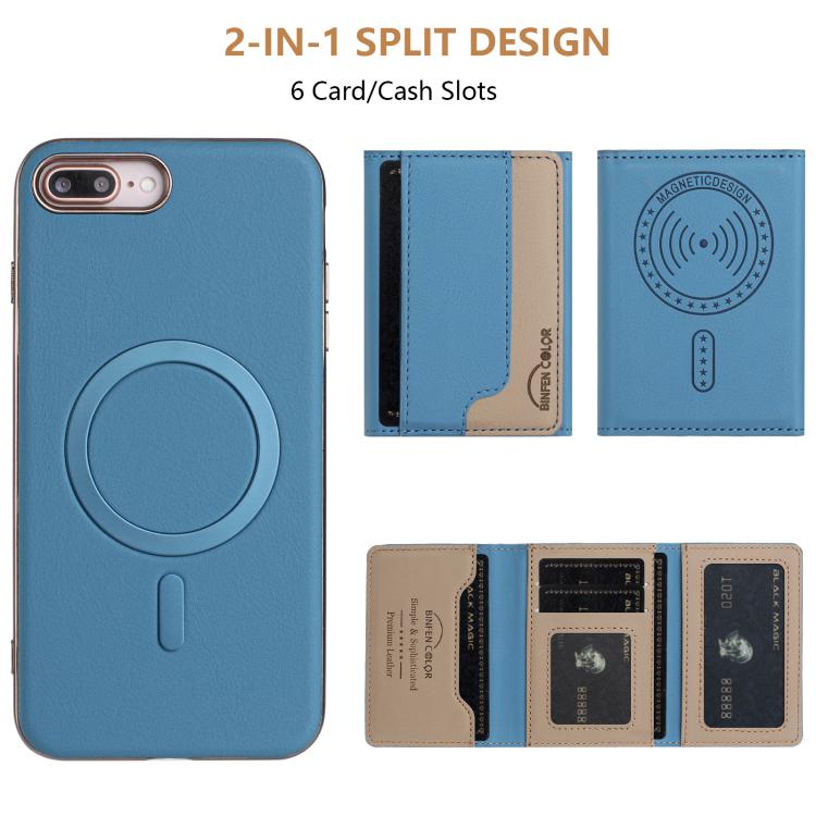 For iPhone 8 Plus / 7 Plus Colour Matching Horizontal Magnetic Card Bag RFID MagSafe Phone Case