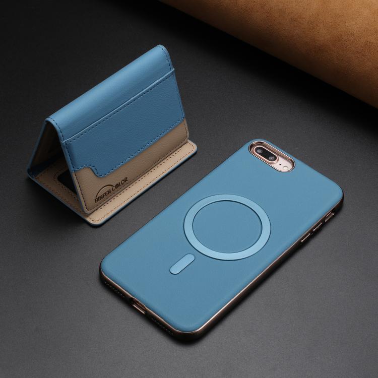 For iPhone 8 Plus / 7 Plus Colour Matching Horizontal Magnetic Card Bag RFID MagSafe Phone Case