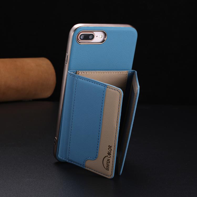 For iPhone 8 Plus / 7 Plus Colour Matching Horizontal Magnetic Card Bag RFID MagSafe Phone Case