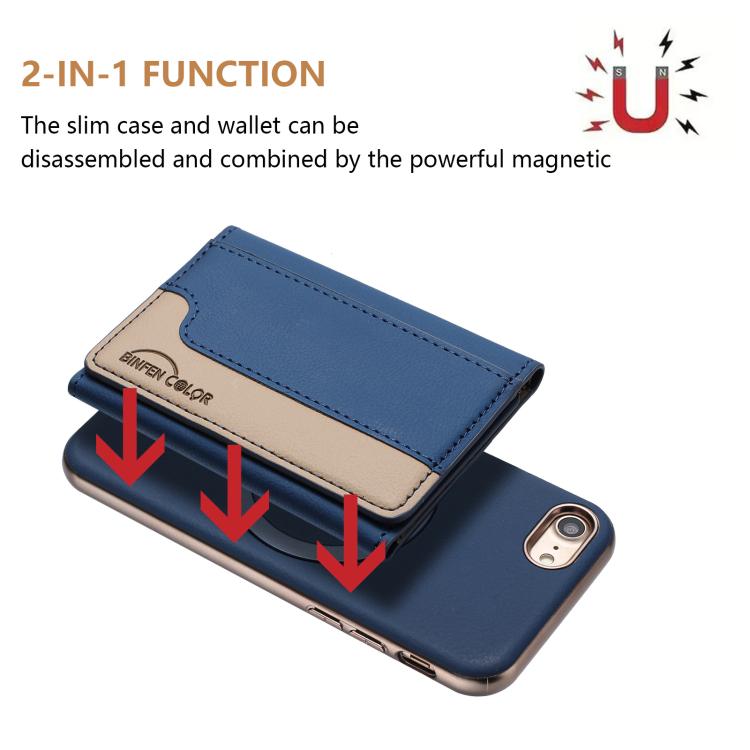 For iPhone 8 / 7 / 6 Colour Matching Horizontal Magnetic Card Bag RFID MagSafe Phone Case