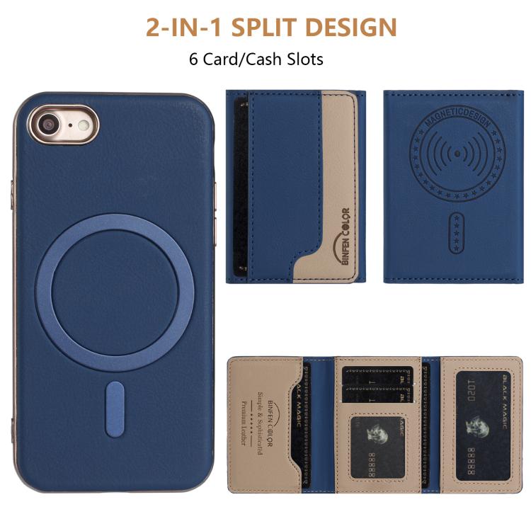 For iPhone 8 / 7 / 6 Colour Matching Horizontal Magnetic Card Bag RFID MagSafe Phone Case