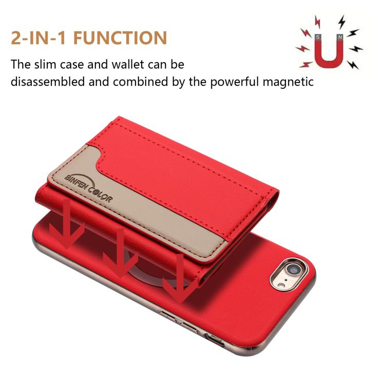 For iPhone 8 / 7 / 6 Colour Matching Horizontal Magnetic Card Bag RFID MagSafe Phone Case