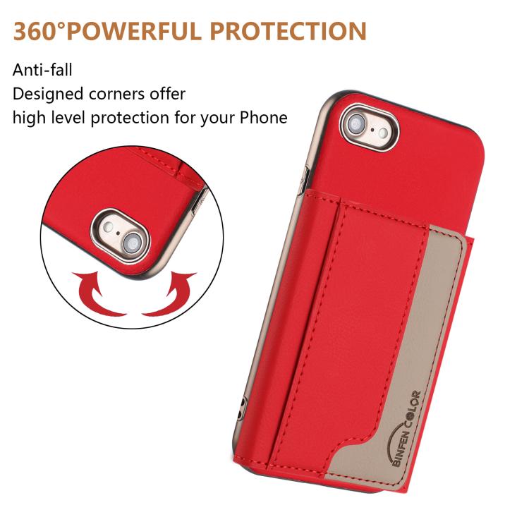 For iPhone 8 / 7 / 6 Colour Matching Horizontal Magnetic Card Bag RFID MagSafe Phone Case