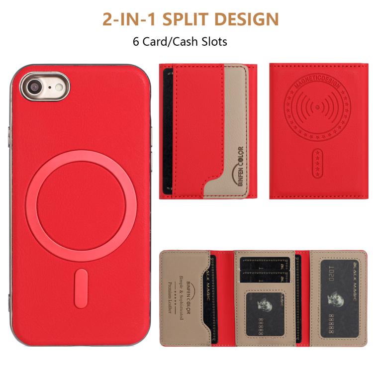 For iPhone 8 / 7 / 6 Colour Matching Horizontal Magnetic Card Bag RFID MagSafe Phone Case