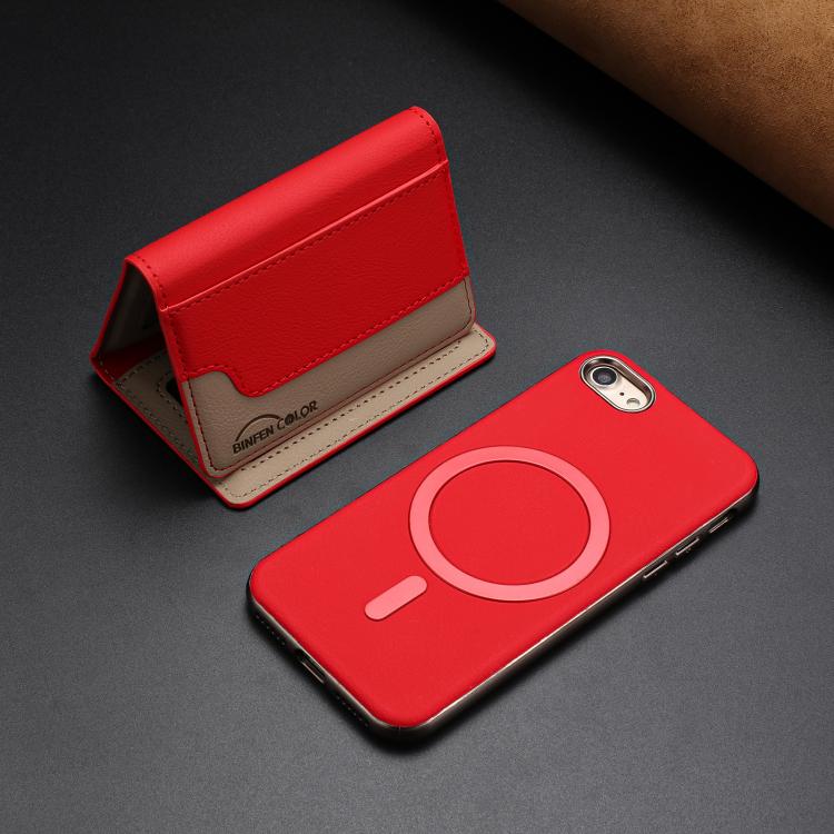 For iPhone 8 / 7 / 6 Colour Matching Horizontal Magnetic Card Bag RFID MagSafe Phone Case