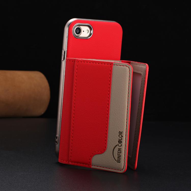 For iPhone 8 / 7 / 6 Colour Matching Horizontal Magnetic Card Bag RFID MagSafe Phone Case