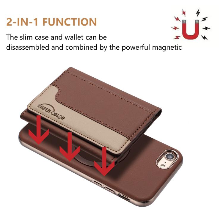 For iPhone 8 / 7 / 6 Colour Matching Horizontal Magnetic Card Bag RFID MagSafe Phone Case