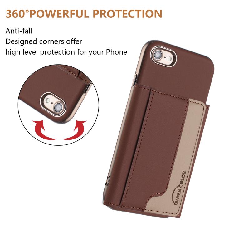For iPhone 8 / 7 / 6 Colour Matching Horizontal Magnetic Card Bag RFID MagSafe Phone Case