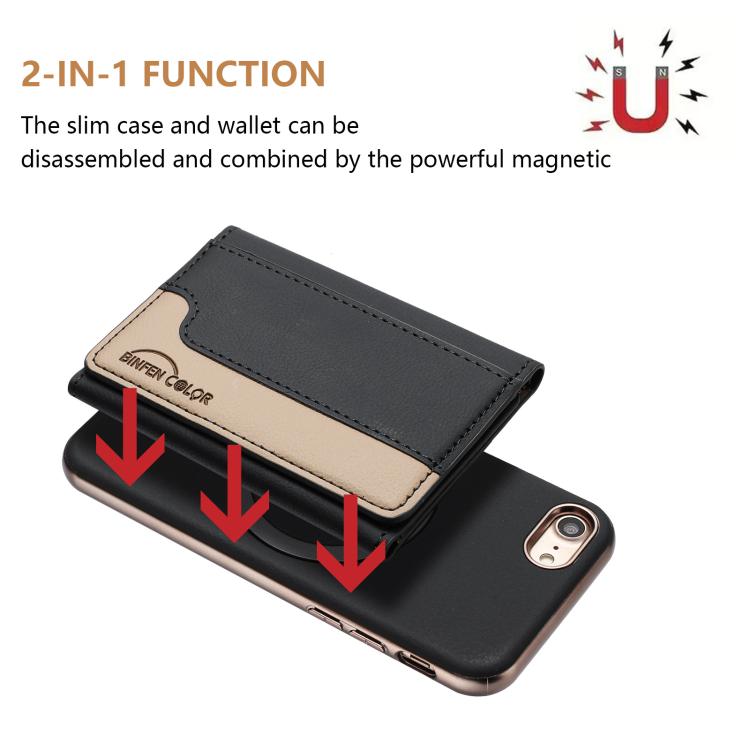 For iPhone 8 / 7 / 6 Colour Matching Horizontal Magnetic Card Bag RFID MagSafe Phone Case