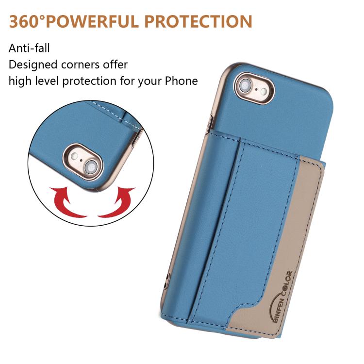 For iPhone 8 / 7 / 6 Colour Matching Horizontal Magnetic Card Bag RFID MagSafe Phone Case