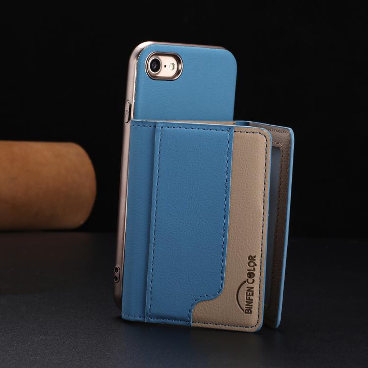 For iPhone 8 / 7 / 6 Colour Matching Horizontal Magnetic Card Bag RFID MagSafe Phone Case