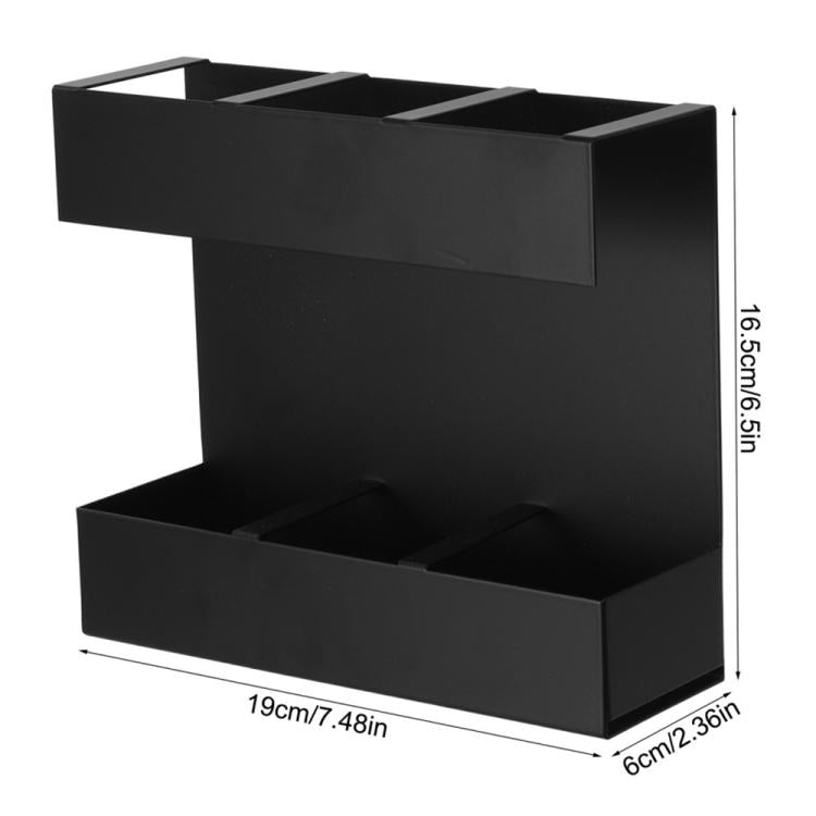Three-grid Straw Cutlery Metal Storage Rack Kitchen Organizer without Soft Magnetic Sheet - Black