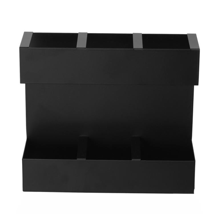 Three-grid Straw Cutlery Metal Storage Rack Kitchen Organizer without Soft Magnetic Sheet - Black