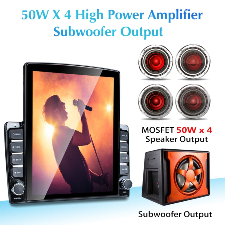 9.7 inch Vertical Screen 2.5D Glass Car Android Universal Player Navigator MP5 Integrated Machine Support Phone Link / GPS / FM / Steering Wheel Control