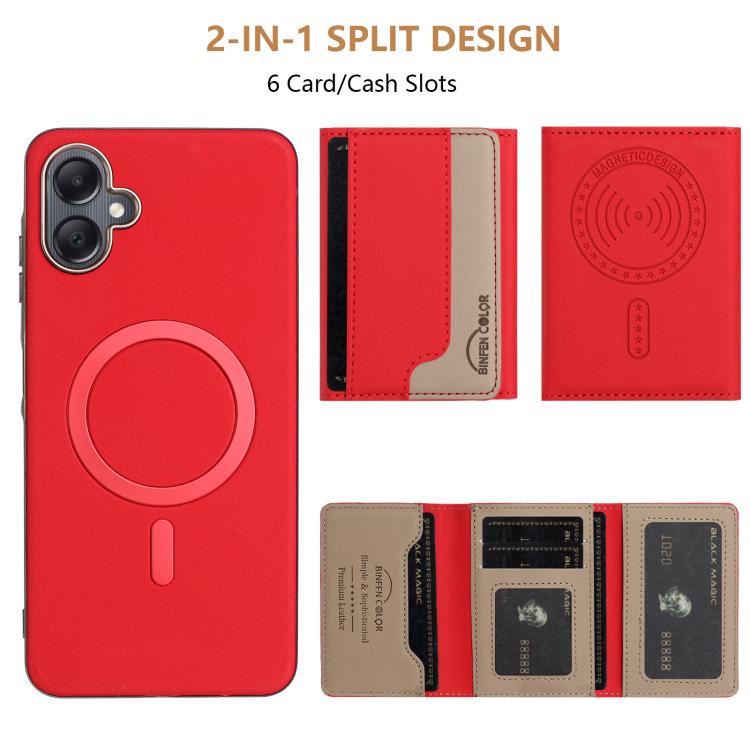 For Samsung Galaxy A06 Colour Matching Horizontal Magnetic Card Bag RFID MagSafe Phone Case