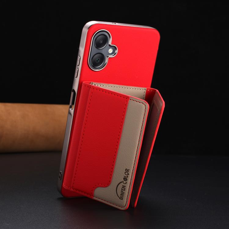 For Samsung Galaxy A06 Colour Matching Horizontal Magnetic Card Bag RFID MagSafe Phone Case
