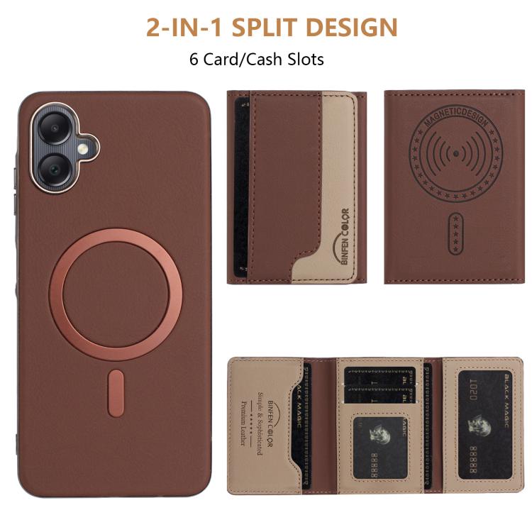 For Samsung Galaxy A06 Colour Matching Horizontal Magnetic Card Bag RFID MagSafe Phone Case