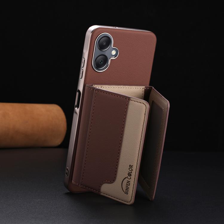 For Samsung Galaxy A06 Colour Matching Horizontal Magnetic Card Bag RFID MagSafe Phone Case