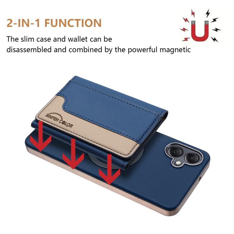 For Samsung Galaxy A06 Colour Matching Horizontal Magnetic Card Bag RFID MagSafe Phone Case