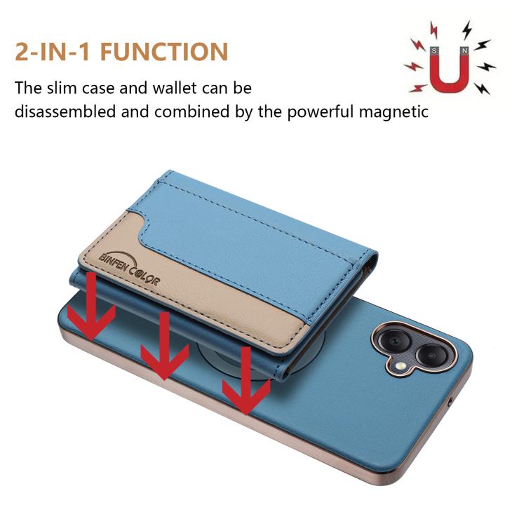 For Samsung Galaxy A06 Colour Matching Horizontal Magnetic Card Bag RFID MagSafe Phone Case