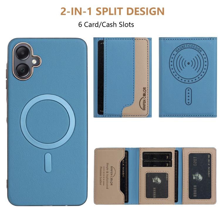 For Samsung Galaxy A06 Colour Matching Horizontal Magnetic Card Bag RFID MagSafe Phone Case