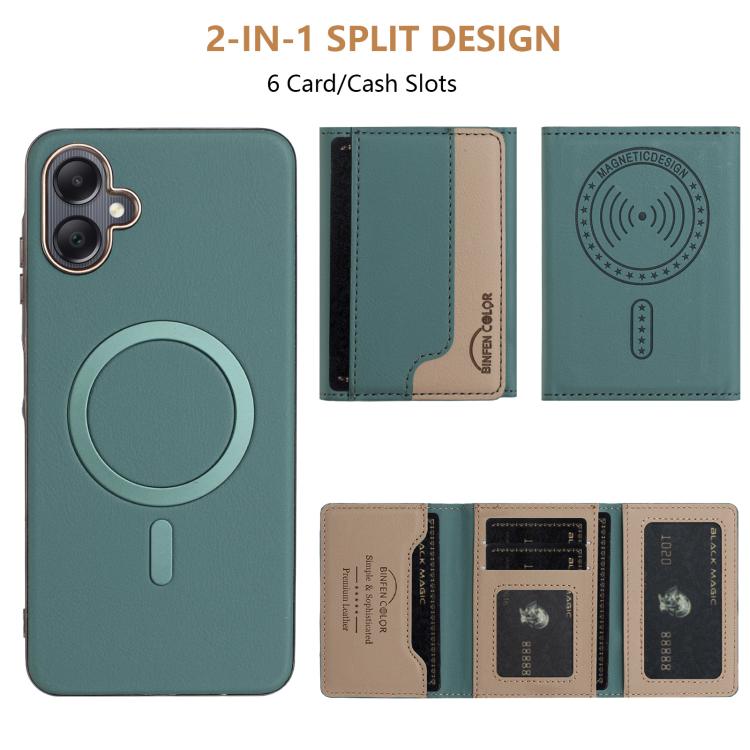 For Samsung Galaxy A06 Colour Matching Horizontal Magnetic Card Bag RFID MagSafe Phone Case