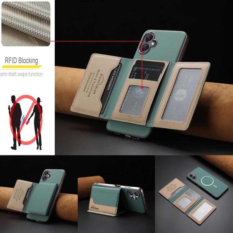 For Samsung Galaxy A06 Colour Matching Horizontal Magnetic Card Bag RFID MagSafe Phone Case
