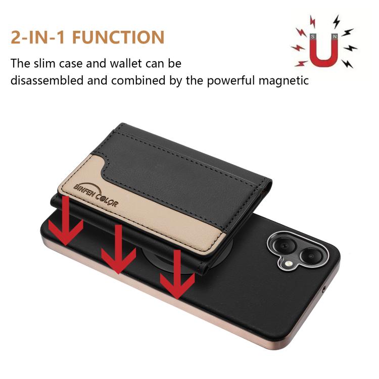 For Samsung Galaxy A06 Colour Matching Horizontal Magnetic Card Bag RFID MagSafe Phone Case