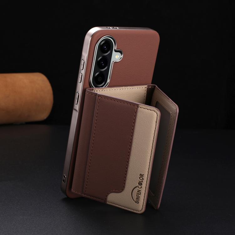 For Samsung Galaxy A56 Colour Matching Horizontal Magnetic Card Bag RFID MagSafe Phone Case