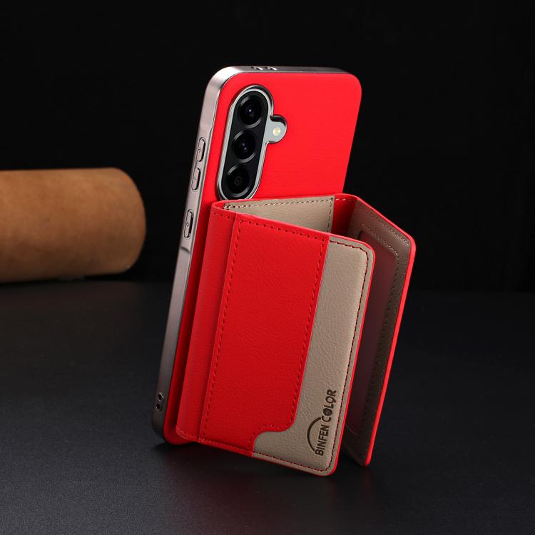 For Samsung Galaxy A26 Colour Matching Horizontal Magnetic Card Bag RFID MagSafe Phone Case