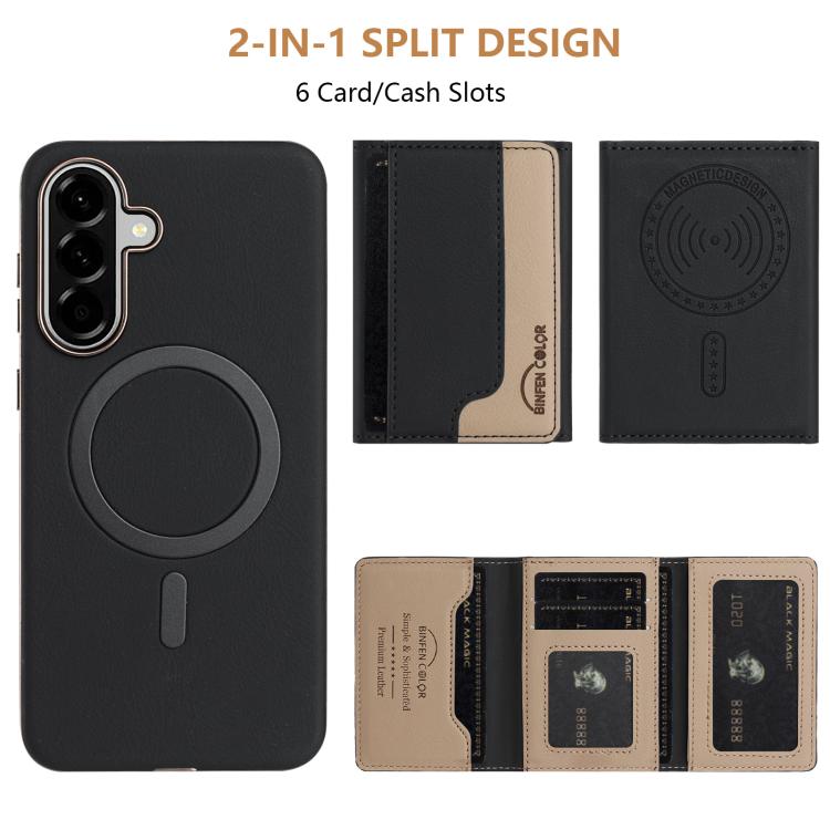 For Samsung Galaxy A26 Colour Matching Horizontal Magnetic Card Bag RFID MagSafe Phone Case