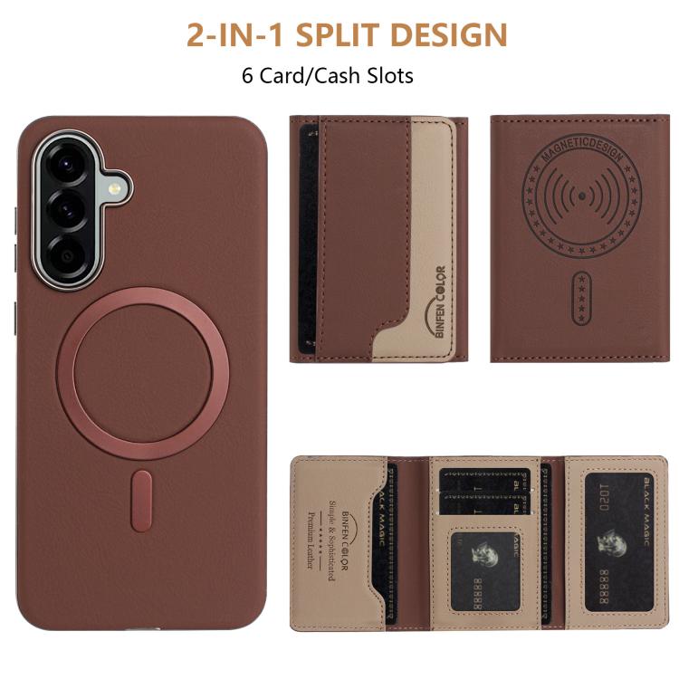 For Samsung Galaxy A36 Colour Matching Horizontal Magnetic Card Bag RFID MagSafe Phone Case