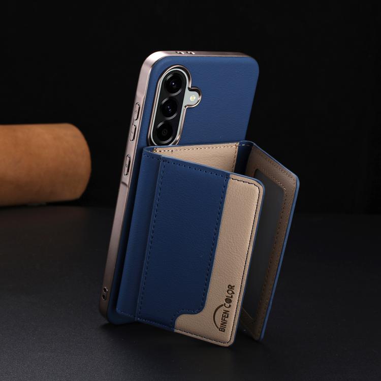 For Samsung Galaxy A36 Colour Matching Horizontal Magnetic Card Bag RFID MagSafe Phone Case