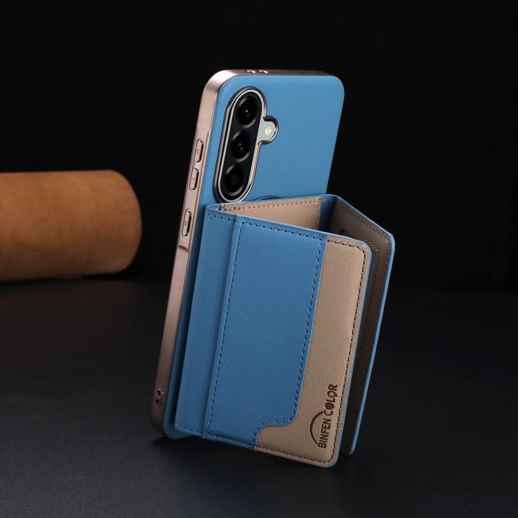 For Samsung Galaxy A36 Colour Matching Horizontal Magnetic Card Bag RFID MagSafe Phone Case
