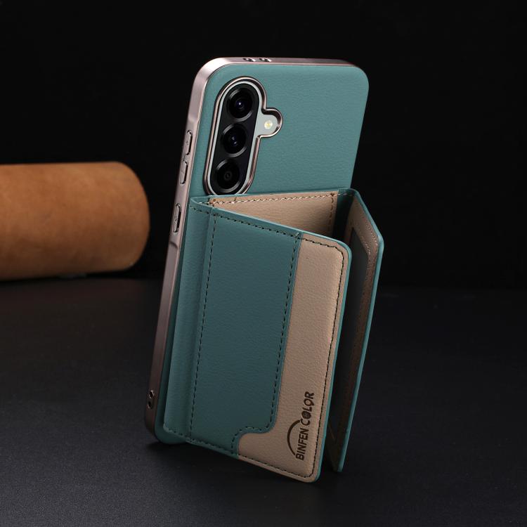 For Samsung Galaxy A36 Colour Matching Horizontal Magnetic Card Bag RFID MagSafe Phone Case