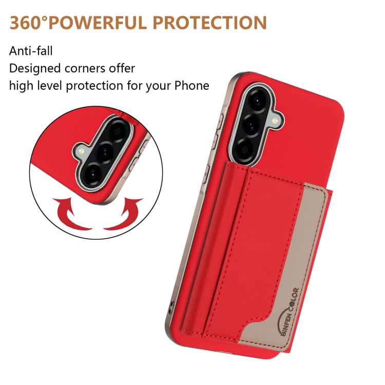 For Samsung Galaxy A55 Colour Matching Horizontal Magnetic Card Bag RFID MagSafe Phone Case