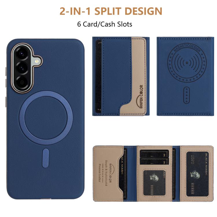 For Samsung Galaxy A55 Colour Matching Horizontal Magnetic Card Bag RFID MagSafe Phone Case