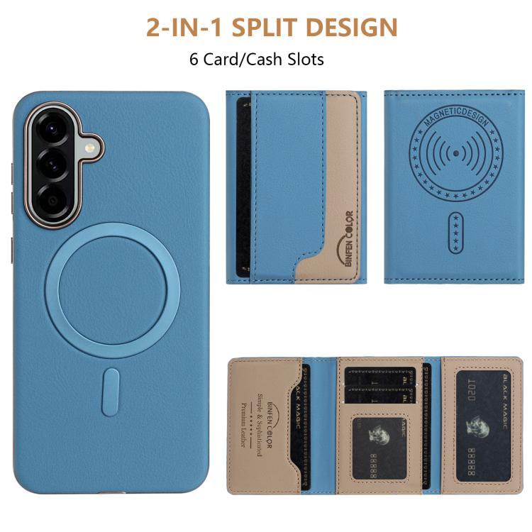 For Samsung Galaxy A55 Colour Matching Horizontal Magnetic Card Bag RFID MagSafe Phone Case
