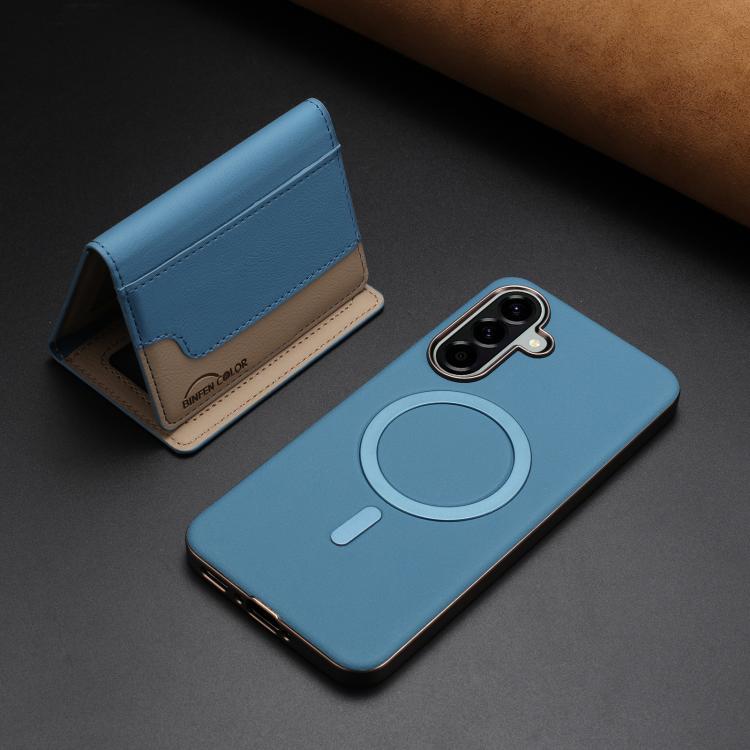 For Samsung Galaxy A55 Colour Matching Horizontal Magnetic Card Bag RFID MagSafe Phone Case