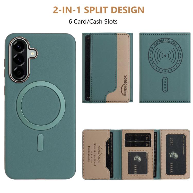For Samsung Galaxy A55 Colour Matching Horizontal Magnetic Card Bag RFID MagSafe Phone Case